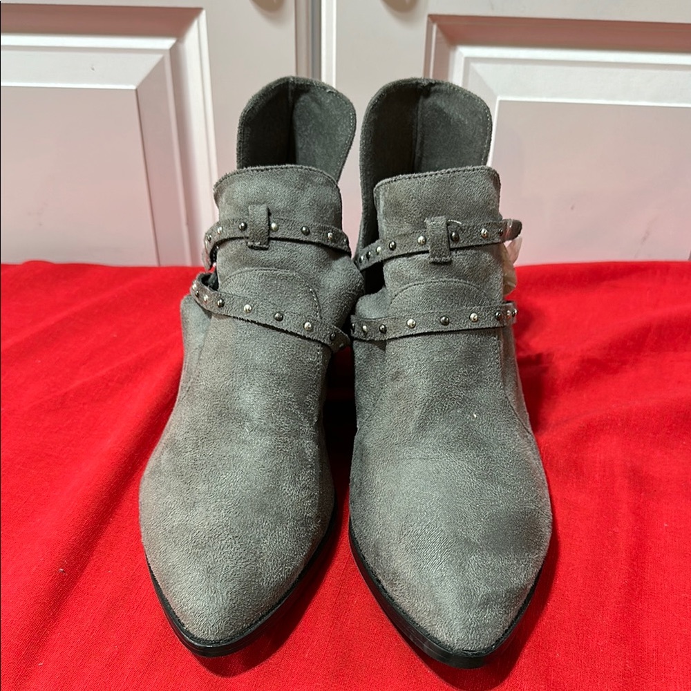 Gray Studded Ankle Boots by Journee Collection